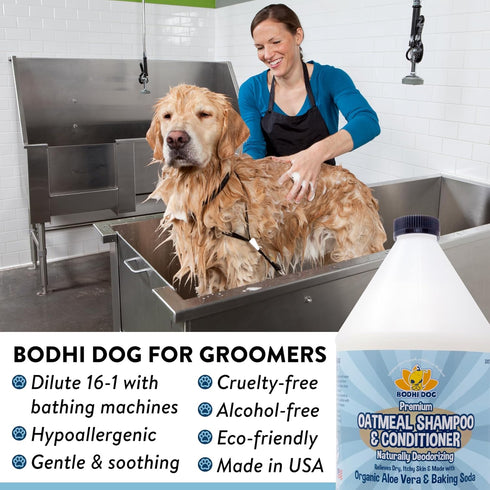 Bodhi Dog Oatmeal Shampoo & Conditioner, Naturally Deodorize Dogs, Cats & Pets, Soothes Dry, Itchy Skin, 1 Gallon
