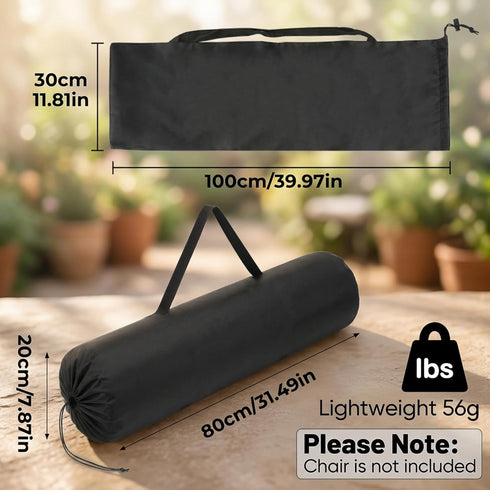 Nogeqi 80x20cm/31.5x7.87in Camping Chair Bag Replacement, Black Portable Folding Chair Bag with Shoulder Strap