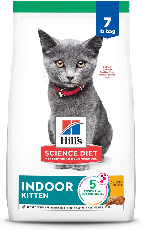 Hill's Science Diet Indoor Kitten Dry Cat Food, Easy Litter Box Cleanup, Chicken Recipe, 7 lb Bag