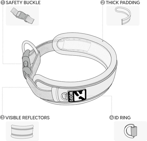 Premium Dog Collar | Super Adjustable for All Breeds, Quick Release Buckle | Extra Soft and Widened Padding & Reflective Trim Design for Safety (X-Large, Yellow)