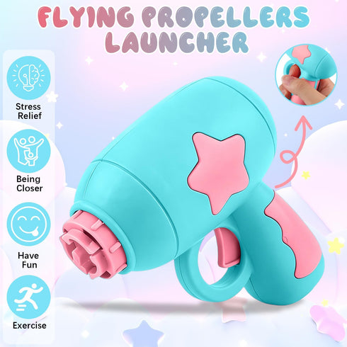Generic Bamboo Dragonfly Catapult Launcher, Cat Toy Spinning Flying Saucer Launcher, Interactive Cat Toy with Glowing