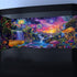Aquarium Background with Galaxy Space Planet Design, Waterfall Landscape Tapestry for Fish Tank
