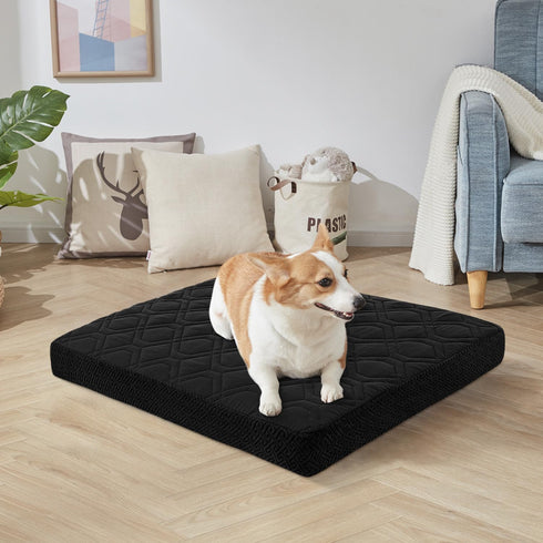 Dog Bed Covers Replacement Washable, Waterproof Quilted Covers for Dog Cat, Cover Only 30Lx70Wx6H Inches Black
