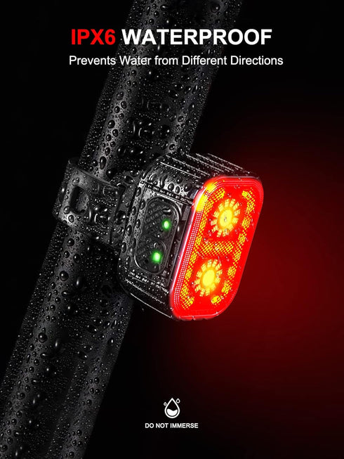 Super Bright Bike Light Set, IPX6 Waterproof Front and Back Lights with 8+12 Lighting Modes, USB Rechargeable LED