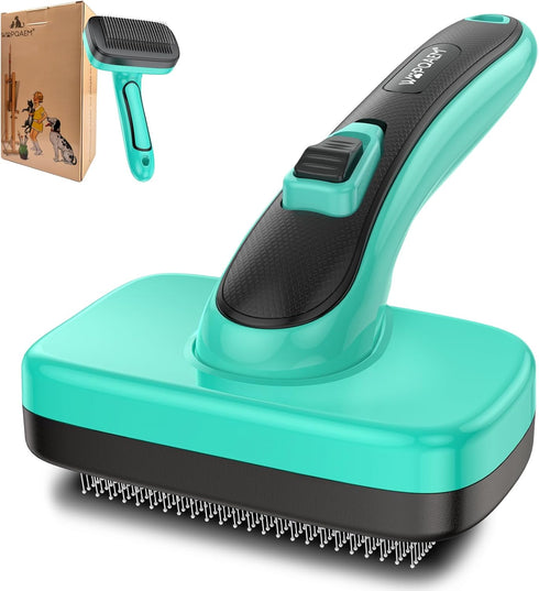 Dogs Self Cleaning Slicker Brush for Shedding & Grooming - Removes Loose Fur for Cats and Dogs with Sensitive Skin