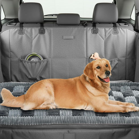 (25.2" 50.4") AiQInu Dog Car Bed for Back Seat, Washable Plush Dog Seat Cover, Non-Slip Soft Pet Mat for Car, Truck
