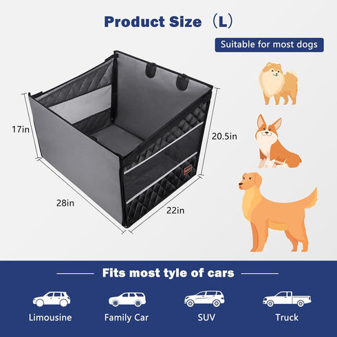Hammock Cars/SUV/Truck(L-28 22 20.5in) MIXJOY Dog Car Seat for Large Medium Dogs, Back Seat Extender for Pets