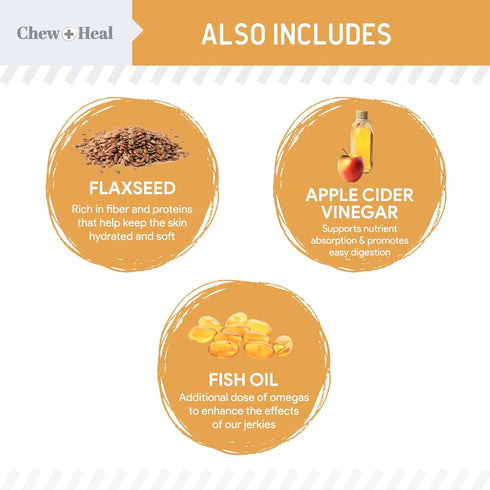 Chew + Heal Labs Omega Salmon Jerky Dog Treats, 12 oz, Soft Salmon Jerky for Skin and Coat