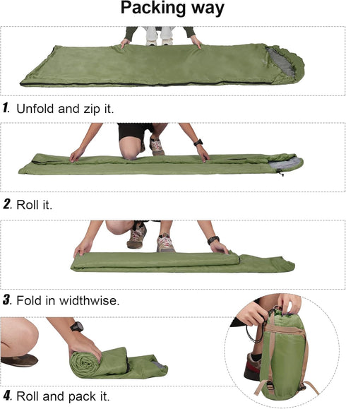 REDCAMP Ultra Lightweight Sleeping Bag for Backpacking, Warm Weather Comfort for Adults with Compression Sack