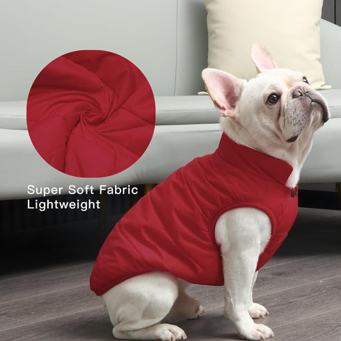 2 Layers Fleece Lined Warm Dog Jacket - Soft Windproof Medium Dog Coat for Winter (Red XL)