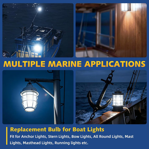 T10 Bulb 12-24V, 6000K Sailboat (2PCS) Wedge Base Boat Light LED White Marine Navigation Lights Replacement for Anchor