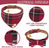 EXPAWLORER Dog Collar and Leash Set, Classic Plaid Dog Bow Tie and Bandana Collar with Bell, Tangle Free Dog Leash,