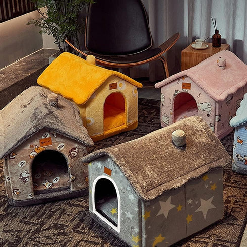 BXEBUI Dog House Indoor Memory Sponge, Foldable Dog House Kennel Bed Mat with Cushion for Small Medium Large Dogs Cats