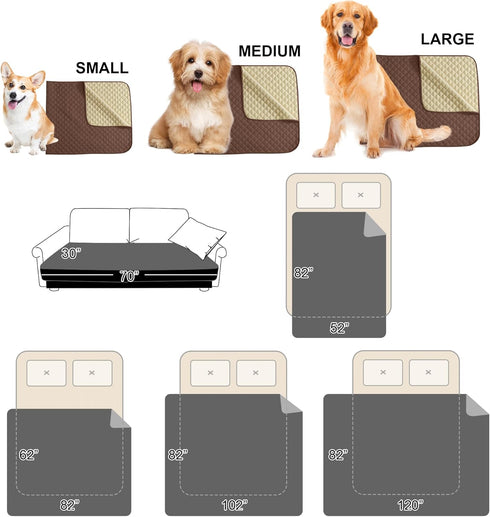 62 82 inch, 1 NICETOWN Dog Bed Cover for Pets Blankets Rug Pads for Couch Protection Waterproof Bed Covers Dog Blanket
