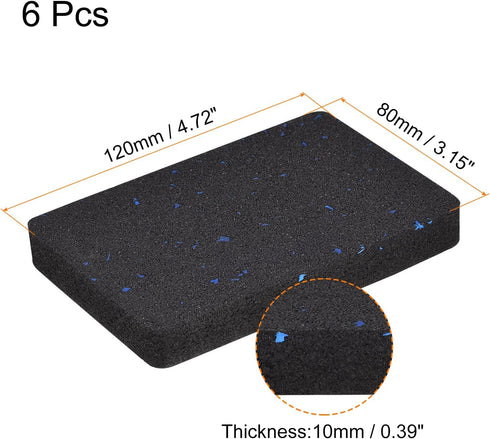 uxcell Treadmill Mat-4.7"x3.2" Exercise Equipment Mat for Floor Protection Sound Reduction, Black Blue 6Pcs