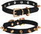 LOVPE One Row Golden Spiked Studded Leather Dog Collar with Rhinestone Buckle for Small Dog/Cat Puppy Kitty (Black, S)