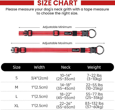 EXCELLENT ELITE SPANKER Reflective Dog Collar - Classic Soft Padded Breathable Nylon Adjustable for Small Medium Large
