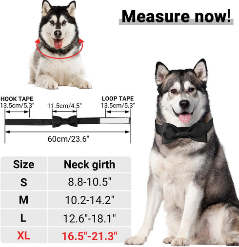 Segarty Dog Wedding Outfit - Adjustable Black Bowtie Collar for Extra Large Dogs, Durable Neck Tie Tuxedo for Formal