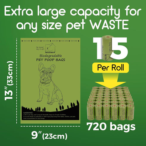 720 Count 48 ATIFBOP Biodegradable Dog Poop Bags Rolls, Leak Proof and Thicken Pet Poop Bag (Scented)