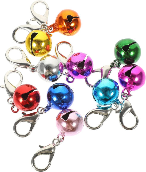 POPETPOP Cat Dog Collar Bells, 10pcs Jingle Bell for Cat Collar, Colourful Pet Small Bells for DIY Crafts Decoration