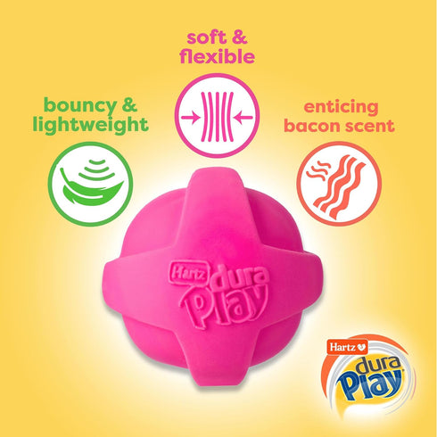 1 Count, Hartz DuraPlay Bacon Scented Dog Toys, Large Colors may vary