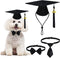 Dog Graduation Outfit - Adjustable Graduation Cap with Black Tassels 2023 Charm, Necktie and Bow Tie Collar for Dogs