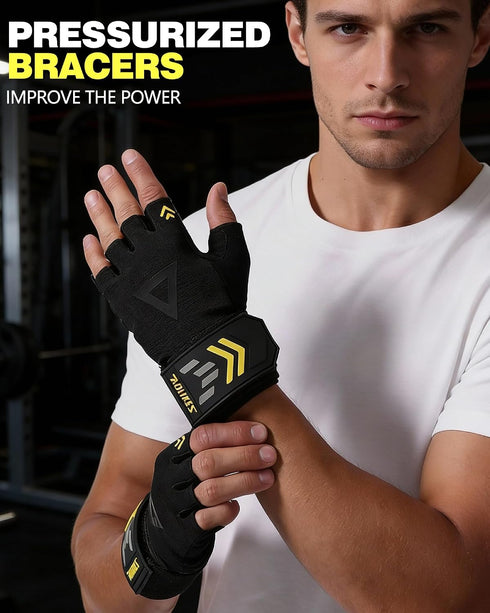 FitDA 2-in-1 Workout Gloves, Weight Lifting Gloves with Wrist Wrap Support for Men & Women, Ventilated Fingerless