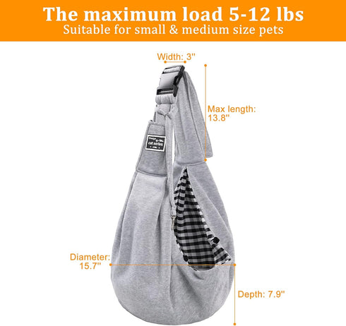 Surblue Dog Sling Carrier Bag with Reversible Belts | Safe Comfortable Adjustable Crossbody Tote for Small Pets (Buckle