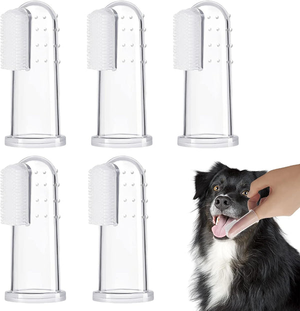 BLMHTWO 5 Pieces Dog Tooth Brushing Kit Finger Toothbrush for Dogs Cat Puppy