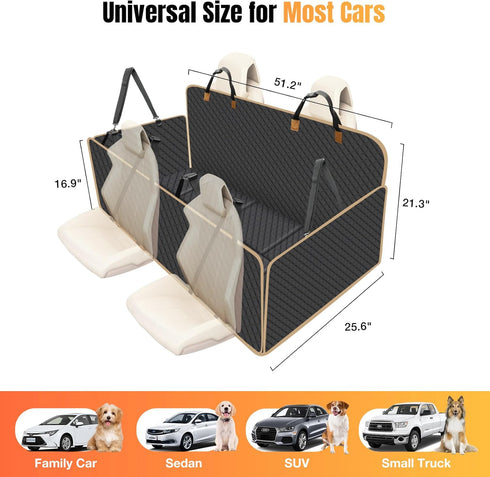 420lbs Hammock Hard Bottom Dog Car Seat Cover for Back Seat, Holds - Waterproof Sturdy Nonslip for Cars/Trucks/SUVs