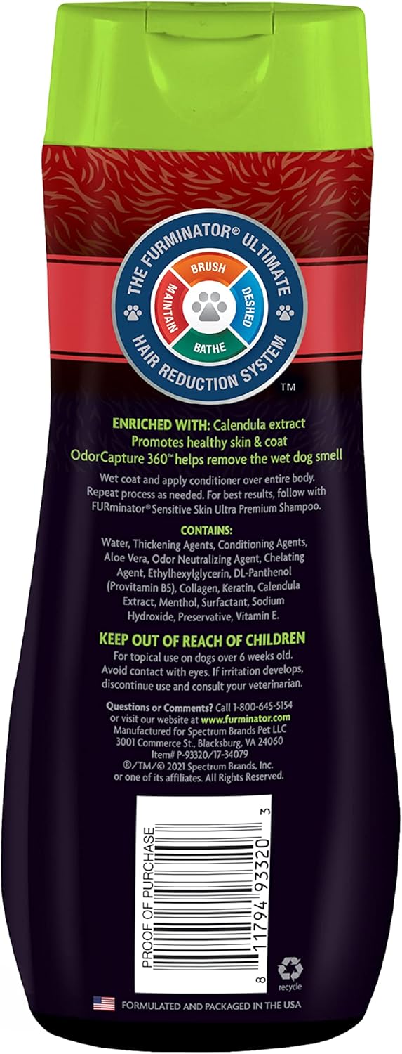 16 oz FURminator Sensitive Skin Ultra Premium Conditioner, Sensitive Skin Conditioner for Dogs Helps Reduce Itching