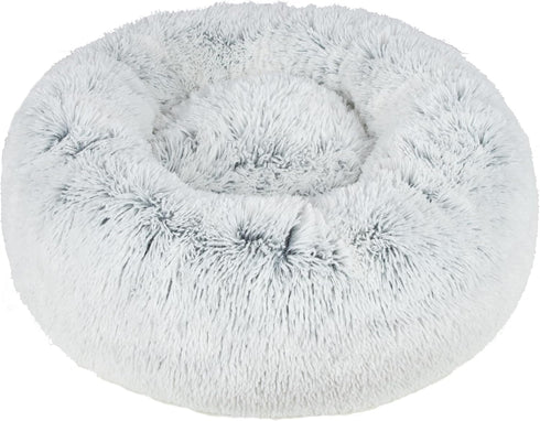 Best Pet Supplies Round Donut Dog Bed, Plush Faux Fur Fabric, Calming Anti-Anxiety Cushion for Indoor Pets, Light Warm