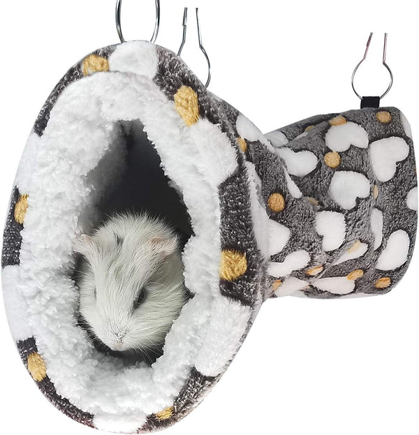 LEFTSTARER Guinea Pig Accessories - Sugar Glider Cage Accessories, Hamster Rat Toys, Ferret Hammock (Heart-Brown)