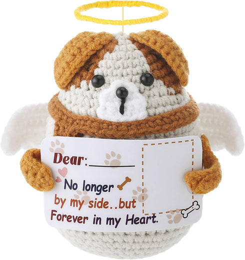 Mini Handmade Inspirational Positive Angel Dog Crochet Gifts Pet Memorial Gifts for