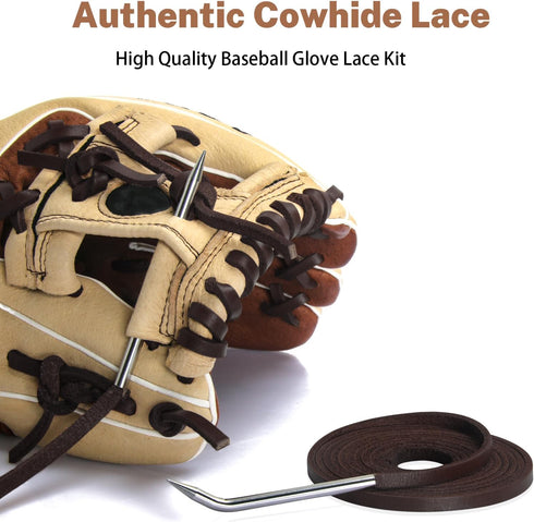 Softball Baseball Glove Lace - Mitt Lace Repair Kit with 2 Leather Laces and Lacing Needle for Catcher's Glove
