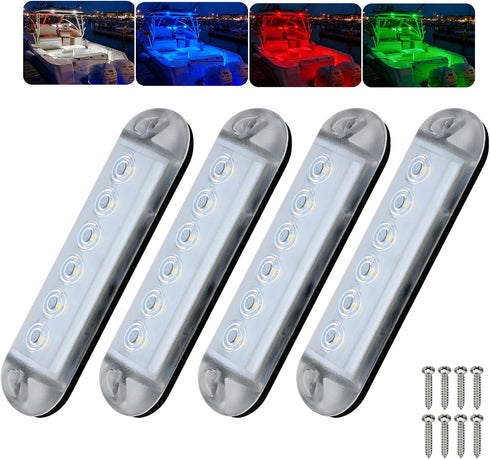 RGBW Boat LED Courtesy Light 12V 4PCS, 4 Inches Marine Courtesy Light