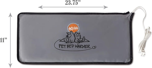 K&H Pet Products Pet Bed Warmer, Waterproof Heated Pad to Insert Inside Indoor Cat and Dog Beds, Gray Large
