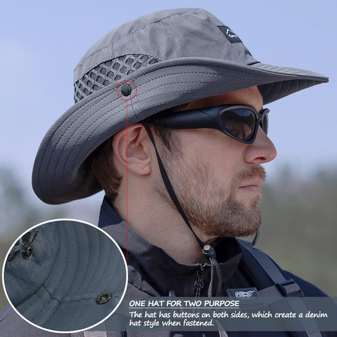 Fishing Hat, UPF50+ Wide Brim Sun Hat for Men Women, UV Protection Hiking Beach Bucket Hat