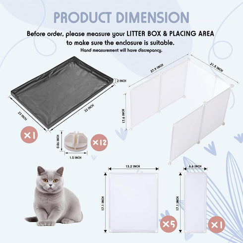 MEEXPAWS Large Dog Pee Pad Holder with Splash Guard, Foldable Liner Base 33'' x 23'', Indoor Dog Potty Enclosure