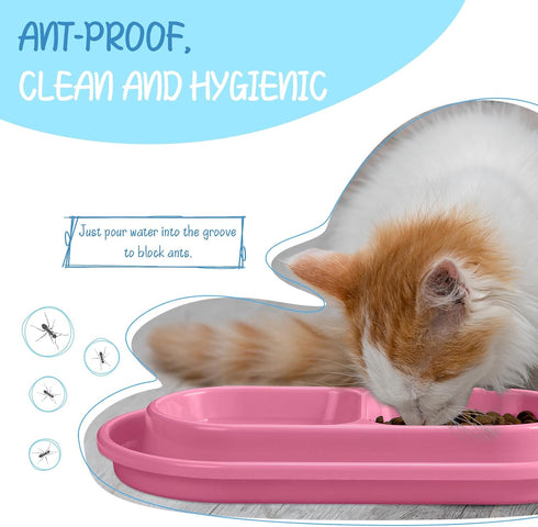 Uiifan 3 Pieces No Spill Cat Food Bowl Set for Small and Medium Dogs and Cats - Easy Cleaning Outdoor Feeder (Blue,