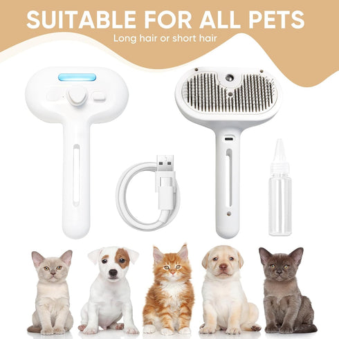 3-in-1 Cat Steam Brush Pet Grooming & Shedding Comb with Gentle Steam Spray, One-Click Hair Release, Steam Pet Brush