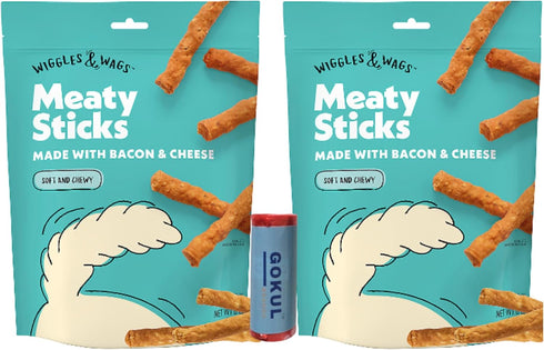 Simply Nourish Bacon & Cheese and Chicken & Cheese Soft Chew Original Dog Protein Sticks, Chewy Treats for Adult Dogs,