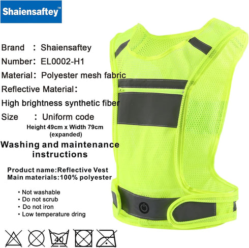 LED Reflective Safety Vest, USB Rechargeable Running Gear with Adjustable Storage Pocket