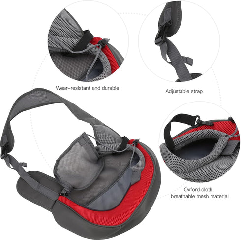 Pet Dog Sling Carrier, Portable Wear-resistant Puppy Carrier Bag with Breathable Mesh for Dogs, Adjustable Strap