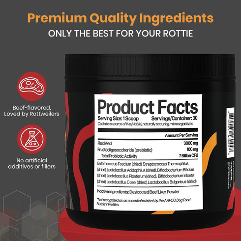 Rottitude Probiotics for Dogs Natural Dog Probiotics for Digestive Health, Gut Health, Yeast, Itchy Skin & Itchy Ears
