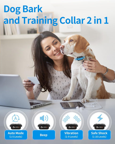 PaiPaitek Dog Bark Collar with Remote 3300ft Range - Automatic Shock Collar for Small Medium Large Dogs