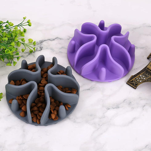 Doweiss Silicone Slow Feeder Dog Bowl Insert, Strong Suction Cups for Slow Eating Bowls, Large, Purple