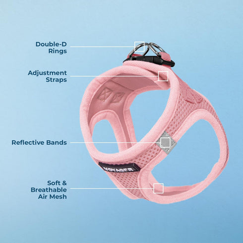 Voyager Step-In Air Dog Harness - All Weather Mesh, Reflective, No Pull Harness for Small, Medium Dogs, Cats - Pink,