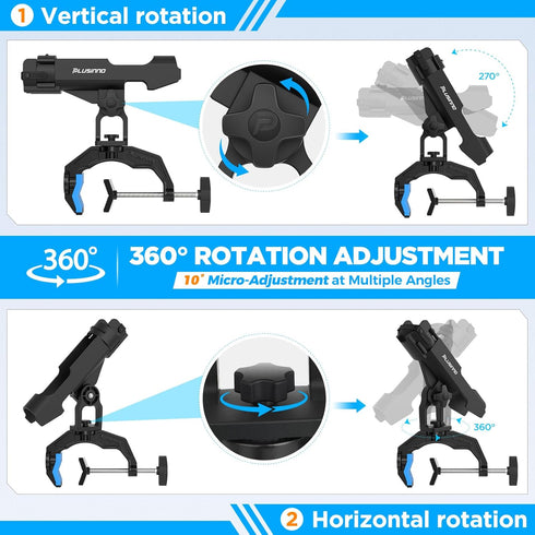 PLUSINNO Fishing Rod Holders for Boat - Upgraded Fishing Rod Holder with Enlarge Clamp, Dual-V Design