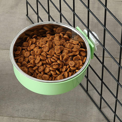 Love Dream Crate Dog Cat Bowls, Removable Stainless Steel Hanging Pet Cage Bowls for Water, Food Feeder for Cats, Dogs,